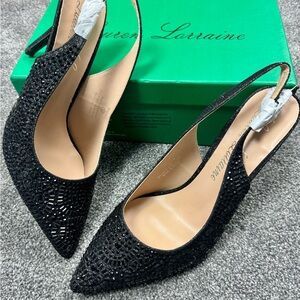 Lauren Lorraine Elegant Black Slingback Heels Size 10 NEW